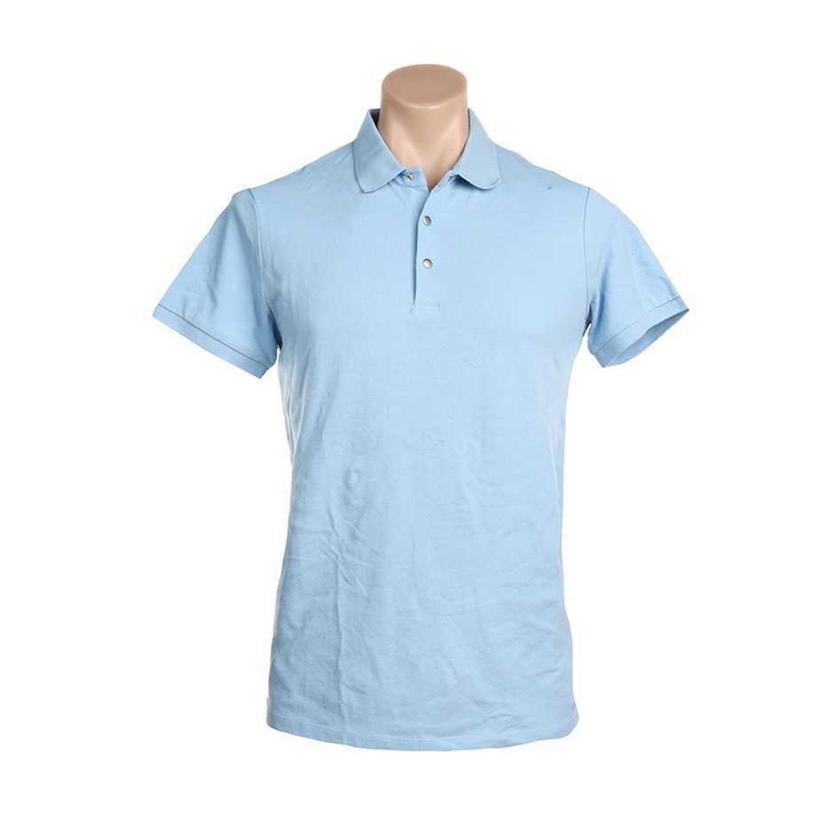 2 x SABA Men's Melange Polo, Size XL, 100% Cotton, Sky Blue, AG19704C2. Bu