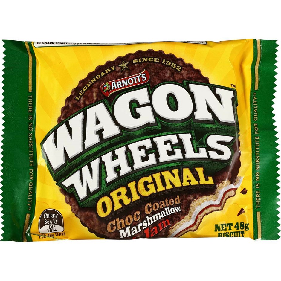 16 x WAGON WHEELS Original Choc Coated Marshmallow Jam, 48g. Best Before: 0