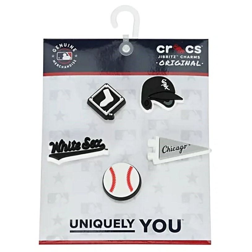 CROCS Jibbitz Sport Shoe Charms, MLB Chicago White Sox, 5 Pack