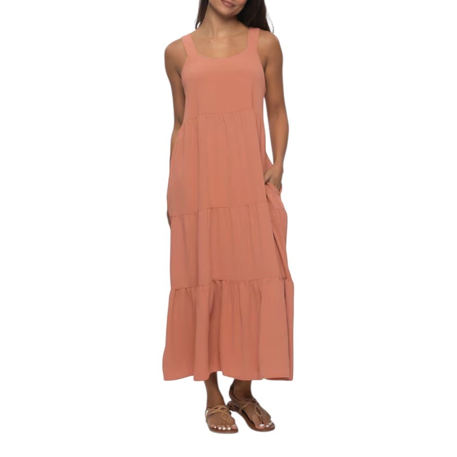 JEZEBEL Women's Tiered Dress, Size XL, Coral (Canyon Clay). Buyers Note -