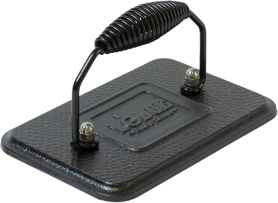 LODGE Rectangular Cast Iron Grill Press, Pre-Seasoned, 6.75-inch x 4.5-inch