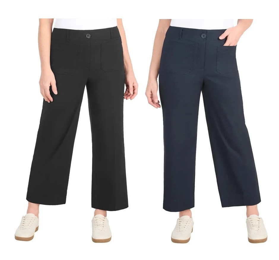 2 x DALIA Women's Wide Leg Woven Pant, Size 6, Black & Navy, 1879145.