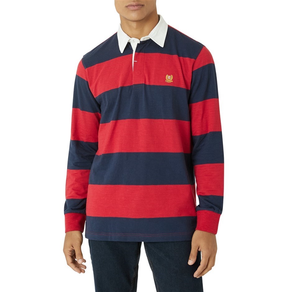 CHAPS Men's Iconic Rugby L/S Jersey Shirt, Size S, 100% Cotton, Red. has be