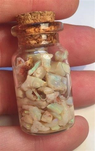 Approx 37 Ct of Loose Boulder Opal Chips (Coober Peby) In glass disp/bottle
