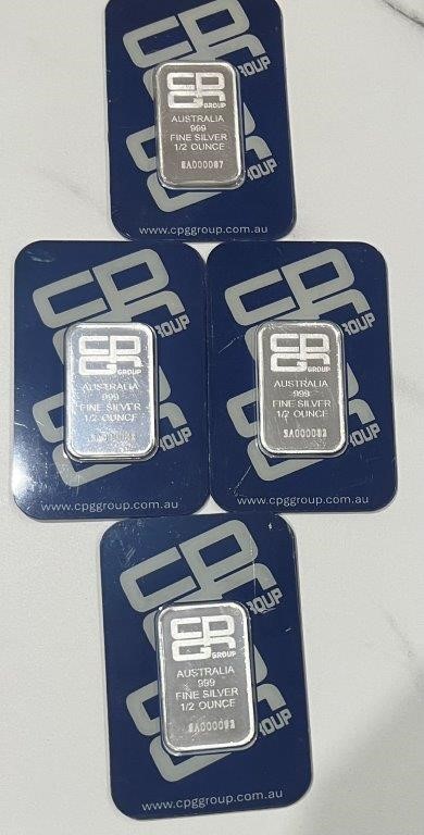 1/2 oz CPG Minted Silver Bullion – 99.95% Pure x 4-
