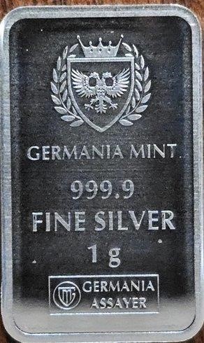 GERMANIA MINT NEW PRODUCT- 1g 999.9 FINE SILVER- GERMANIA 1g