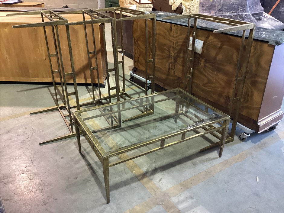 <p>Metal and Glass Tables x 5 </p>