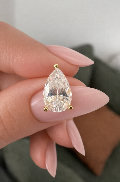 2ct Pair Moissanite Pear Cut Earrings 18K Gold on Sterling Silver