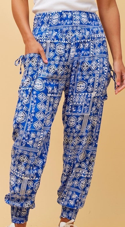 CAROLINE MORGAN Women's Floral Boho Harem Pants