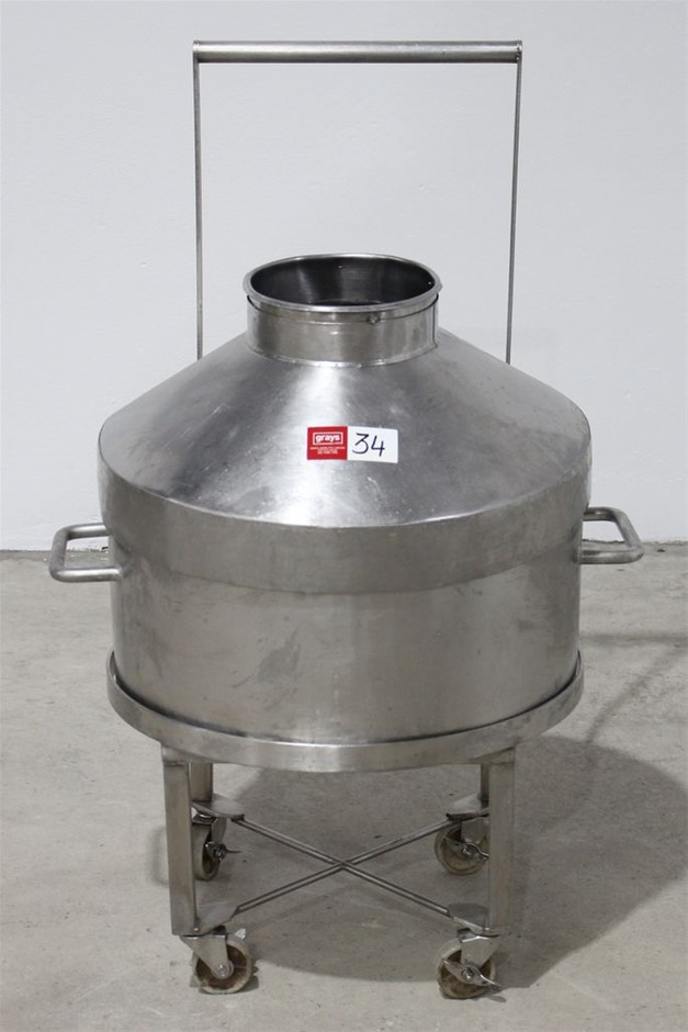 50L Stainless Steel Vat with Lid and Trolley