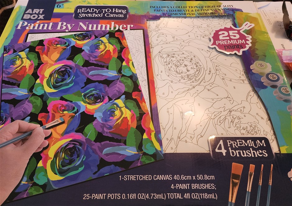 PAINT BY NUMBERS, Ready to hang canvas, +4 Brushes +25 Paint