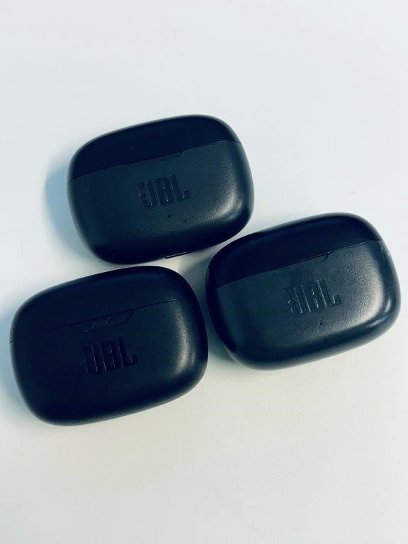 3 x Asstd. JBL Wave model earbuds with charging cases