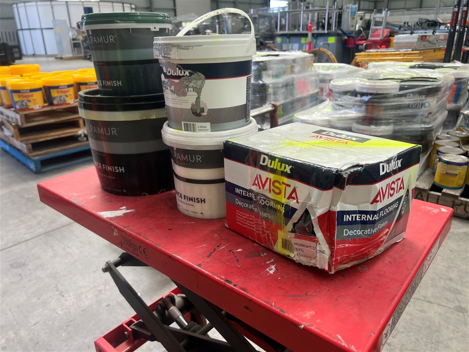 Assorted Fence paint and Flooring decorative flakes