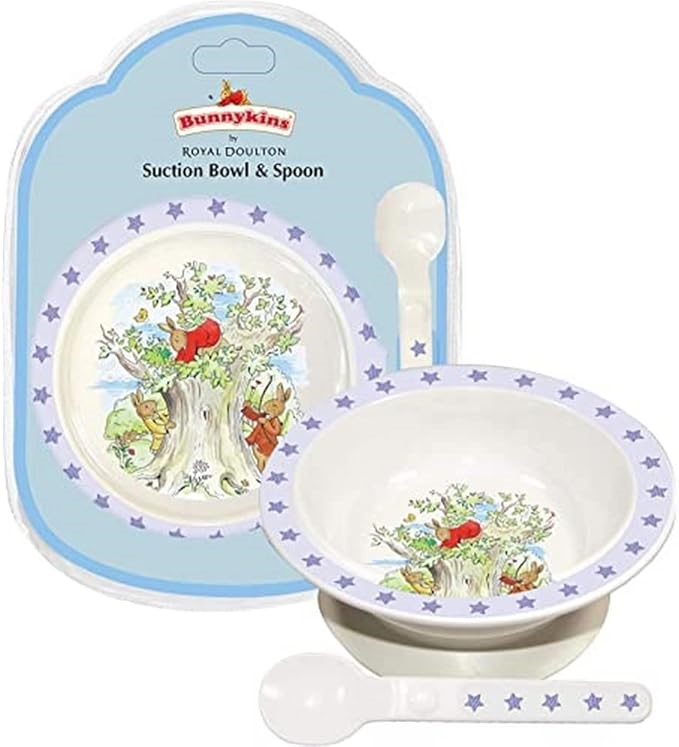 Bunnykins TTM-48 Suction Bowl & Spoon Set, Shining Stars Design, Durable Me