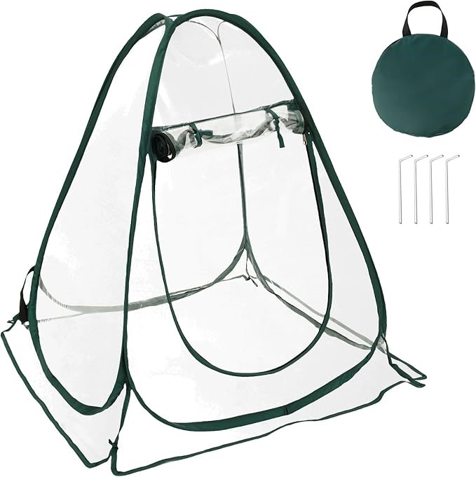 Pop Up Greenhouse Cover, Mini Greenhouse Cover with Ground Stakes and Carry