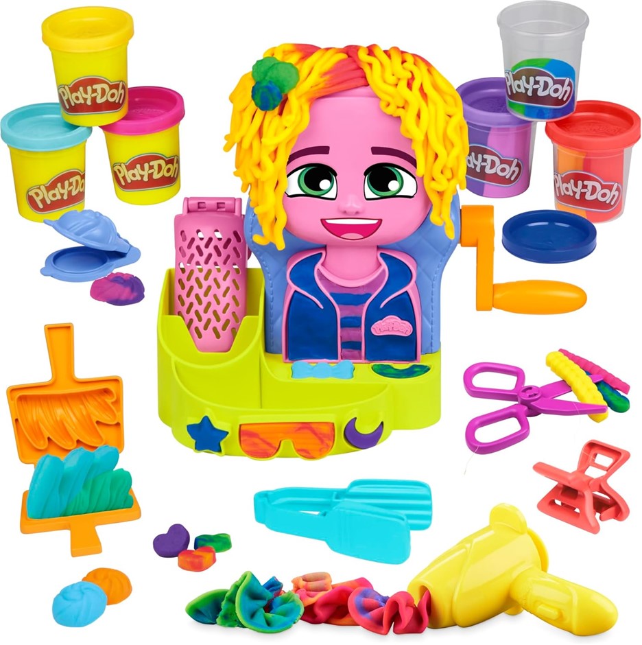 PLAY DOH Hair Stylin' Salon Playset with 6 Cans, Pretend Play Toys for Girl