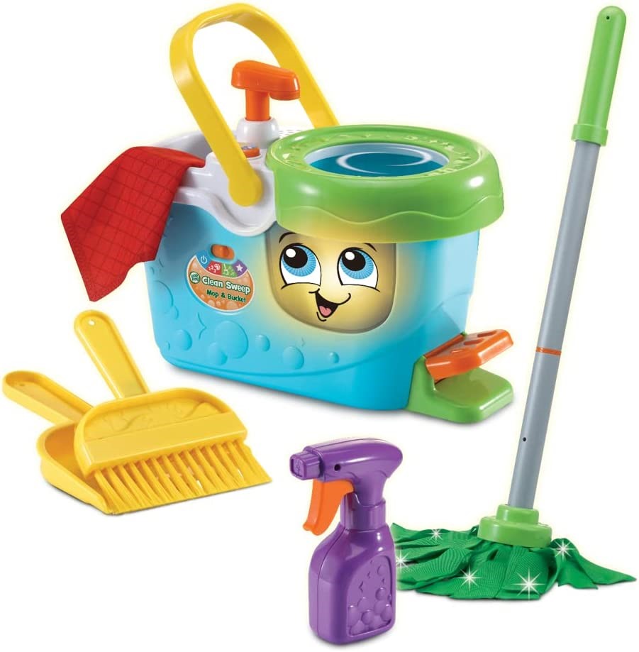 LEAP FROG  Clean Sweep Mop & Bucket - Role Play Toy. NB: Damaged Packaging,