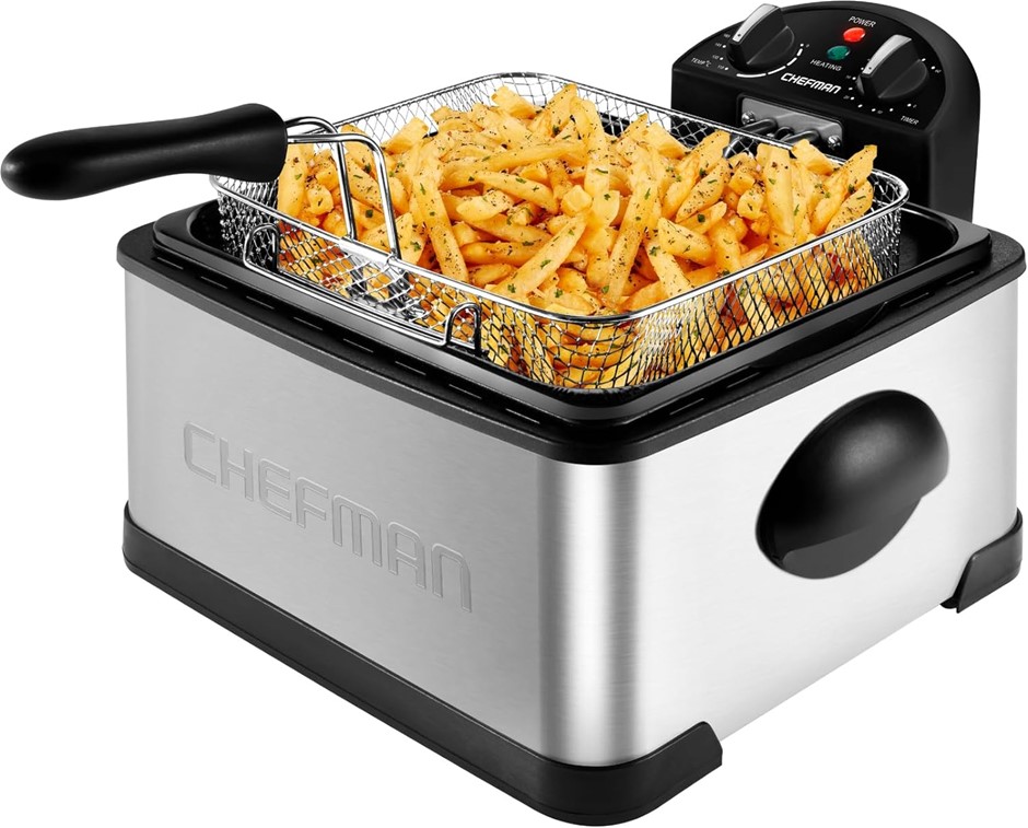 CHEFMAN 4.3 Litre Deep Fryer w/Basket Strainer, XL Jumbo Size, Adjustable T