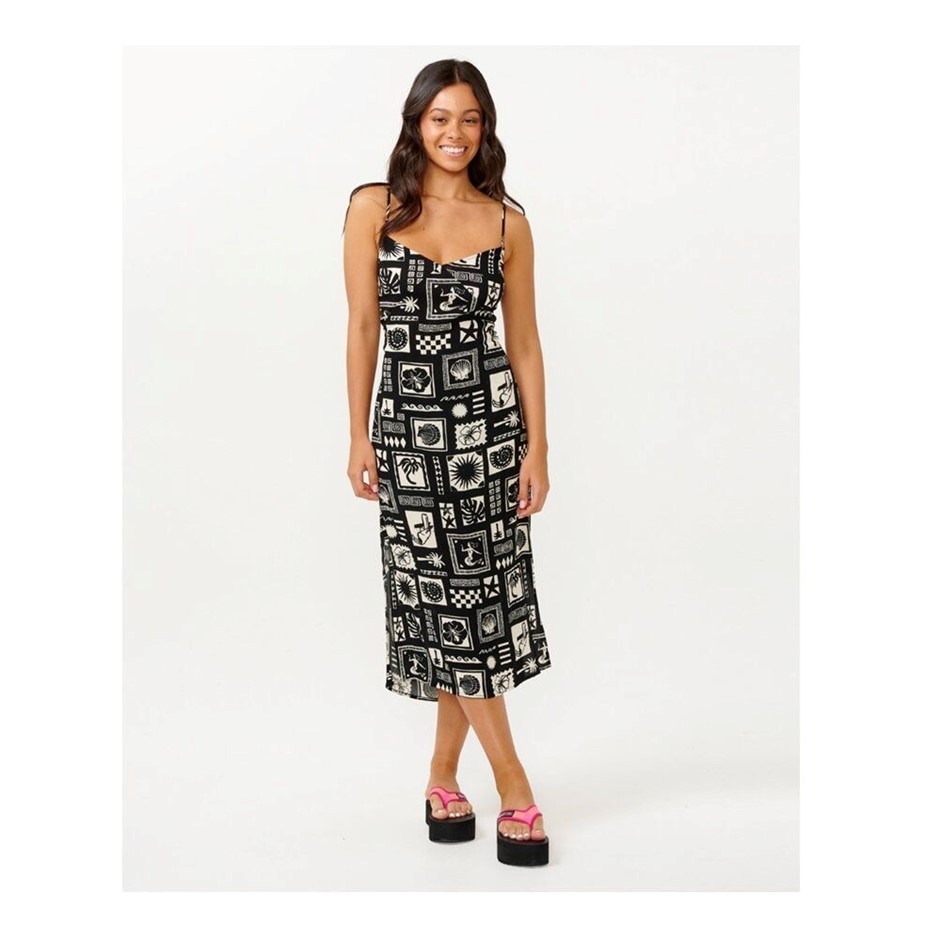 RIP CURL Women's Beach Party Midi Dress - Black. Size S. RRP: $99.99. Buye