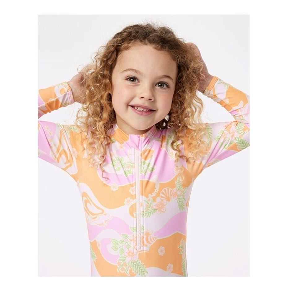 RIP CURL Girl's Sunkissed Long Sleeve Surf Suit - Bright Pink, Size 3-4. RR