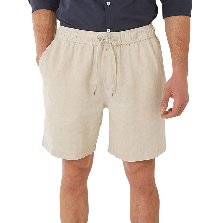 SABA Men's Linen Blend Short, Size XL, 55%Linen/45%Cotton, Natural, AG24910