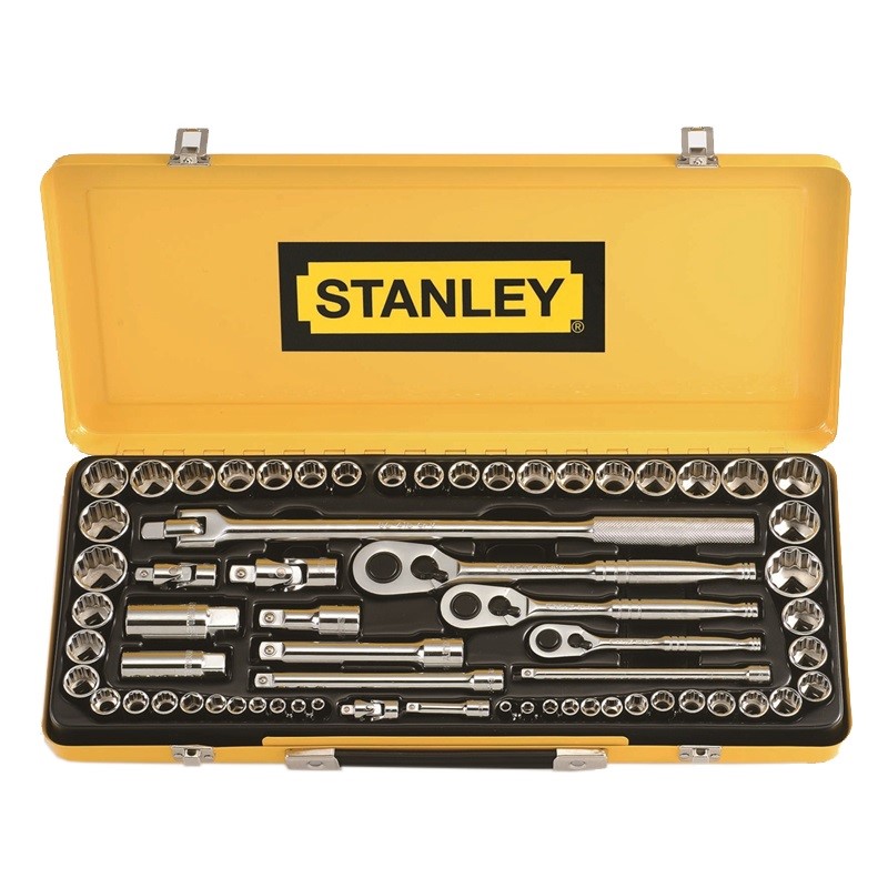 2 x STANLEY 64 Piece 1/4" 3/8" 1/2 ' Drive Socket Set, Chrome Vanadium Stee