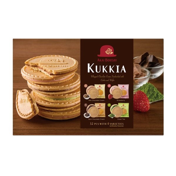 2 x AKAI BOHSHI Kukkia Cookie & Wafer, 4 Varieties, 32 pcs, 243.36g. NB: Da