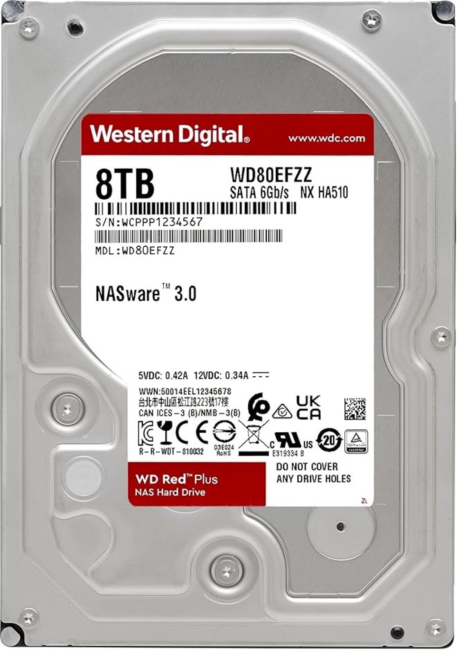 WESTERN DIGITAL 8TB WD Red Plus NAS Internal Hard Drive HDD - 5640 RPM, SAT