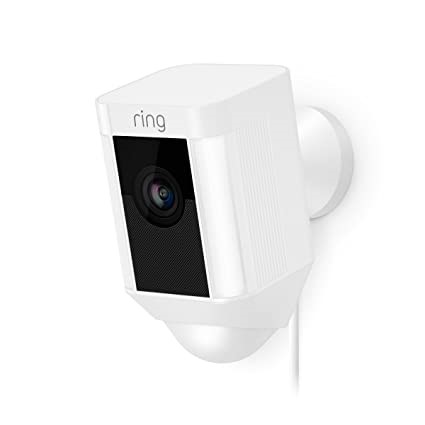 RING Spotlight Cam Wired, Plugged In HD Security Camera, White. NB: Battery