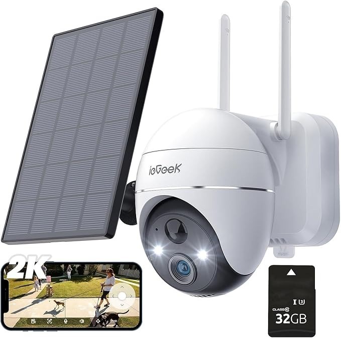 ieGeek Security Cameras Wireless Outdoor, 2K Solar Security Camera 360° PTZ
