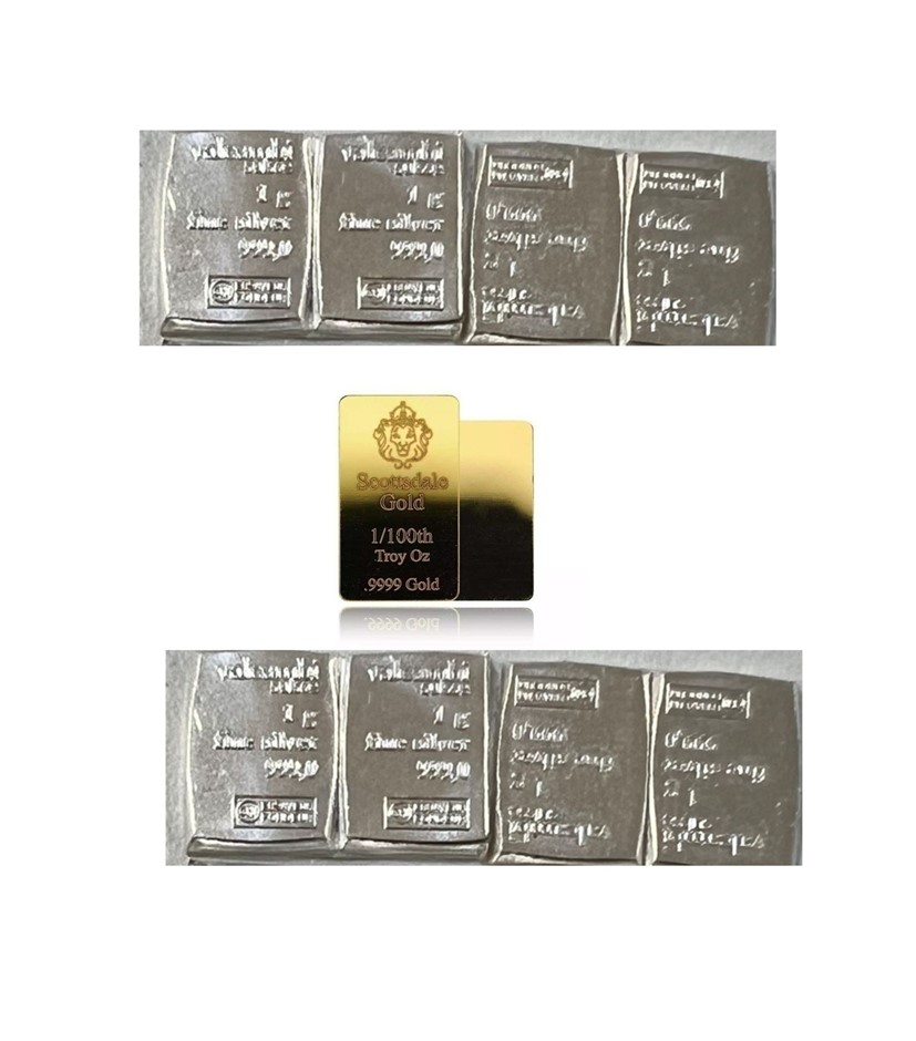 1/100 Scottdale x 1, 1 gram Valcumbi silver bars x 8