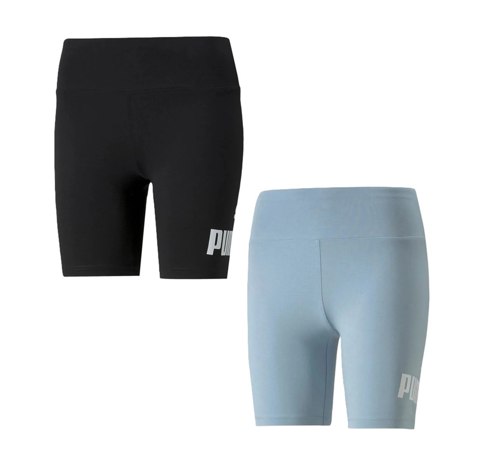 2 x PUMA Women's ESS 7" Logo Shorts, Size M, Black & Blue Wash, 848347.