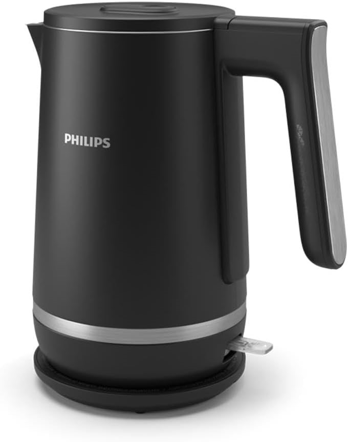 PHILIPS 5000 Series Double Walled Kettle, Stainless Steel, Black.