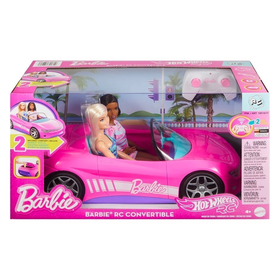 HOT WHEELS Barbie RC Convertible. NB: Damaged packaging, condition unknown.