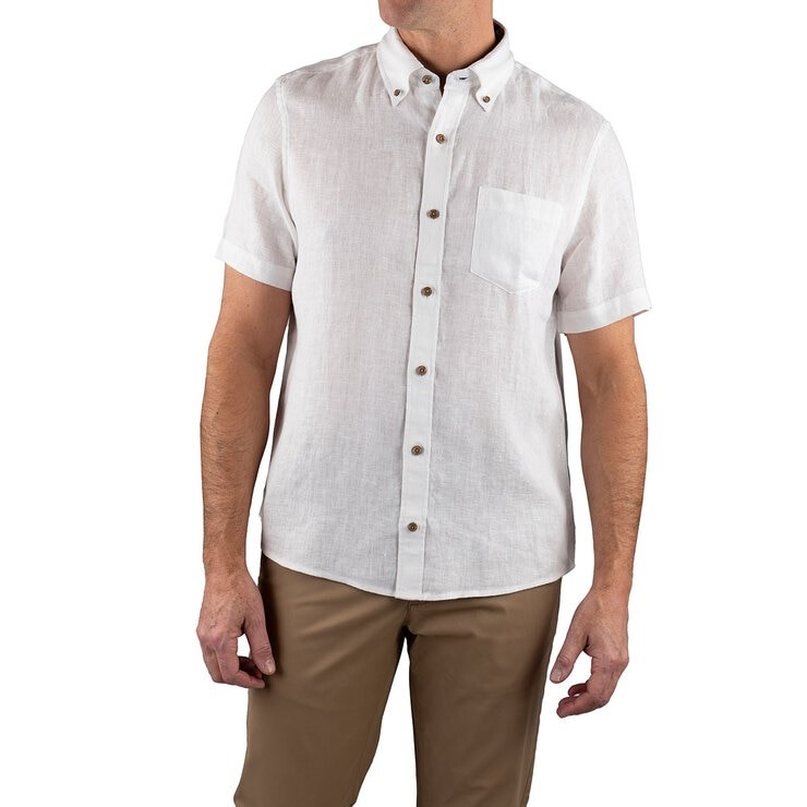 TAILOR VINTAGE Men's S/S Shirt, Size 2XL, 100% Linen, White. NB: minor shop