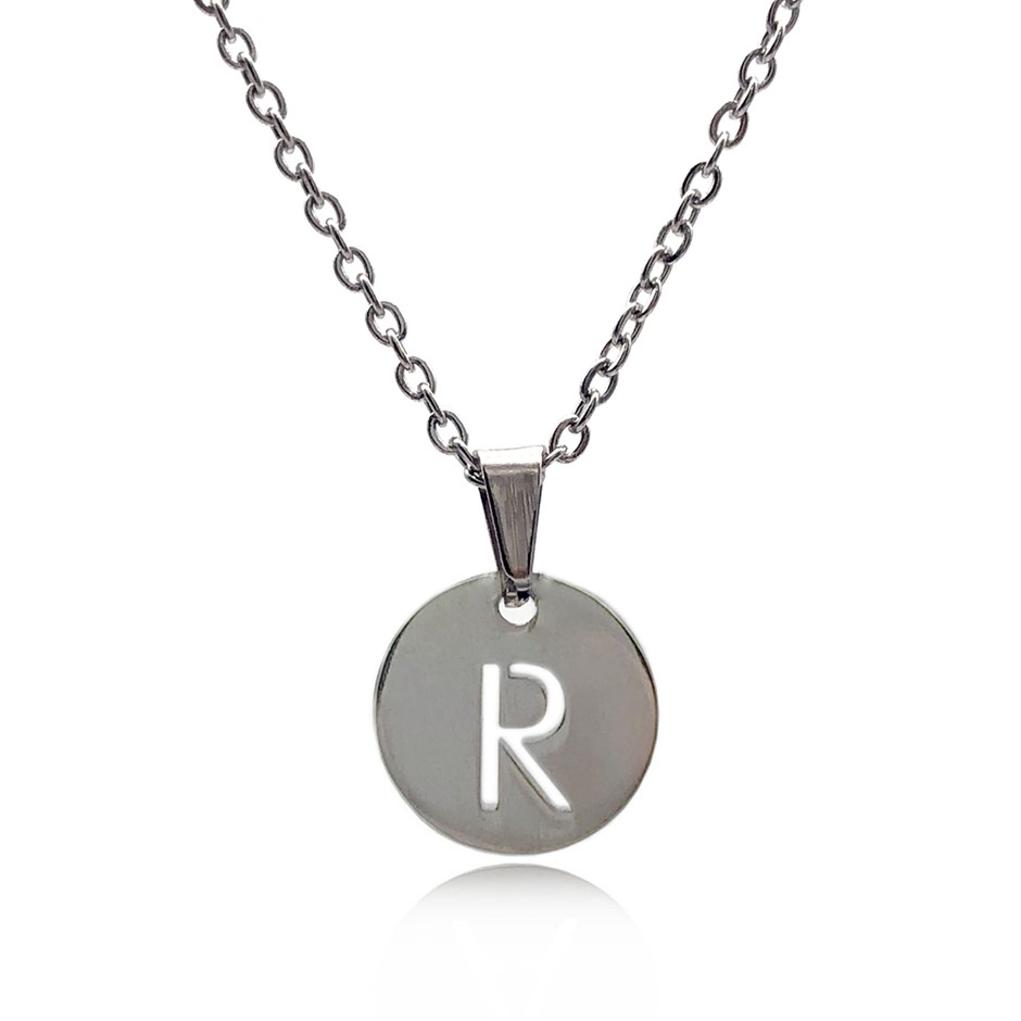 Initial Charm Letter 'R' Pendant Necklace