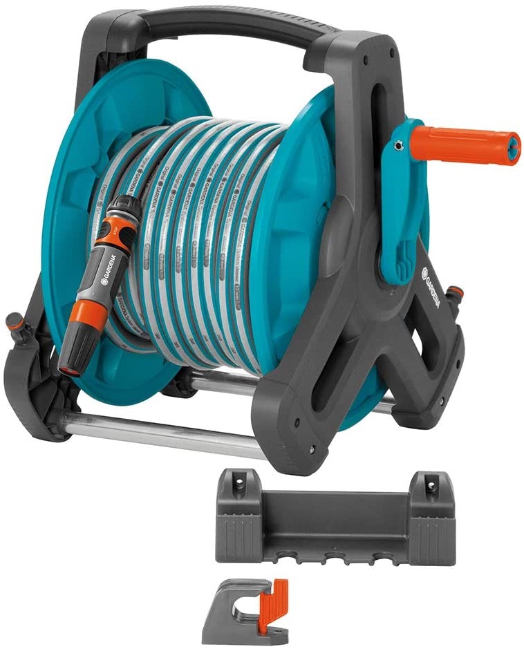 GARDENA 20m Hose Reel Set. NB: Missing Wall-Mounted & Not in Original Box.