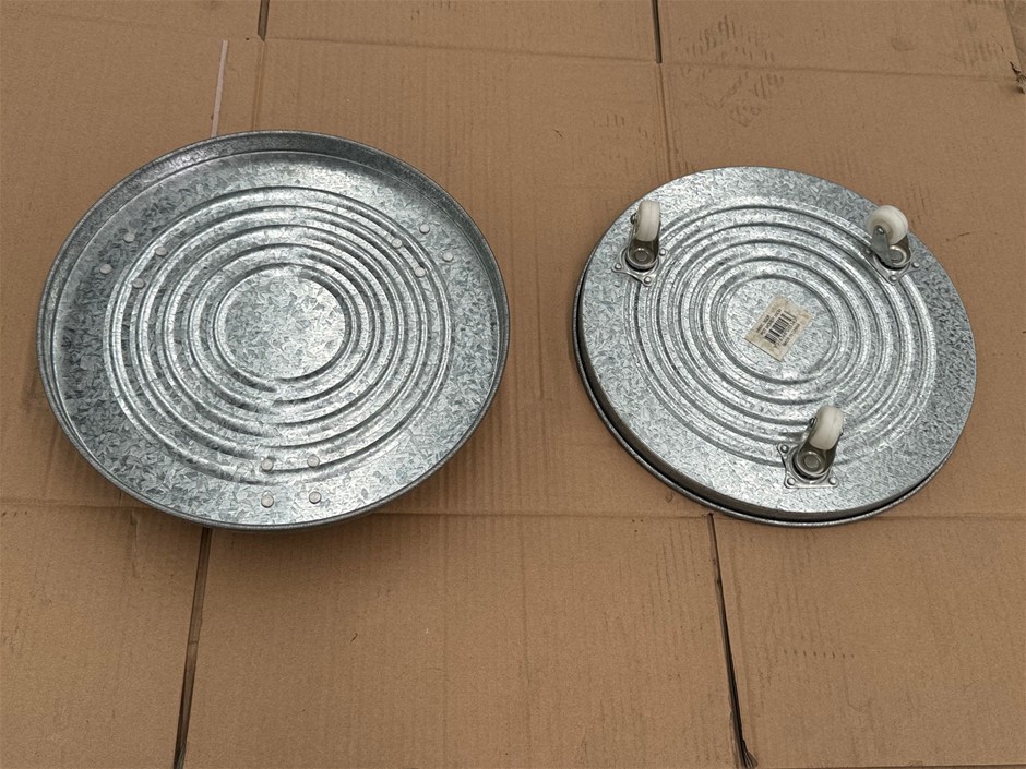 Galvanised Pot Mover 30cm Dia, Sturdy Metal, 30kg Load Capacity x 2 units