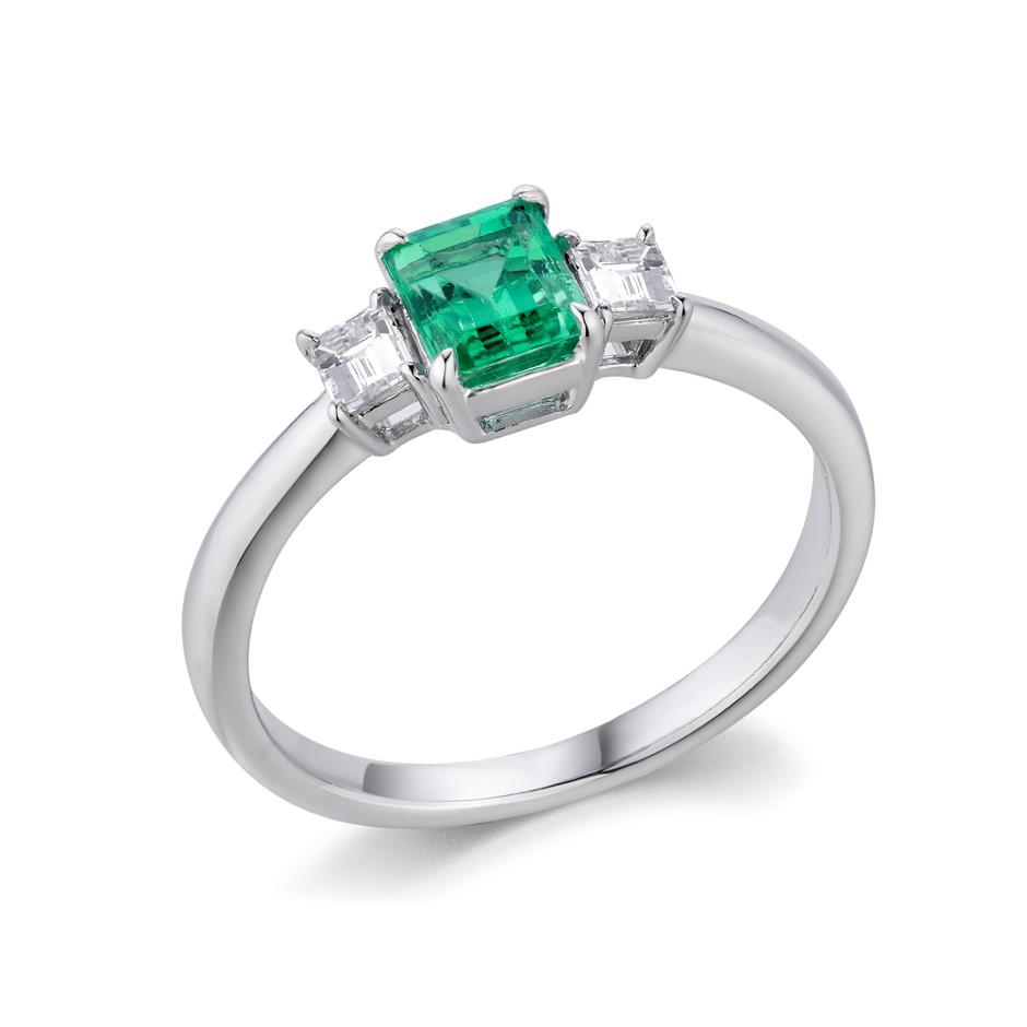 0.82tcw Fine Emerald Diamond Gold Ring