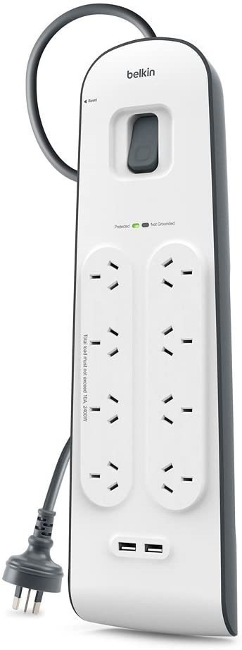 BELKIN Quality 2, 4 Amp USB Charging 8-Outlet Surge Protection Strip, White
