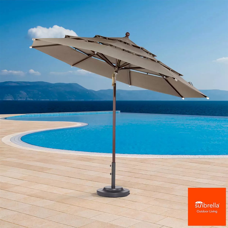 ACTIVA ProShade 3.3m Wood-Look Aluminium Market Umbrella, Cast Shale. NB: n