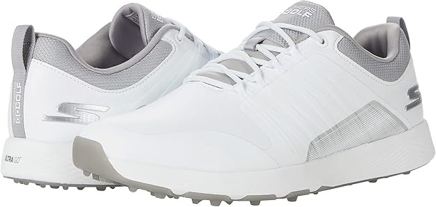 SKECHERS Mens Elite 4 Victory Spikeless Golf Shoe Sneaker, White/Grey, 9
