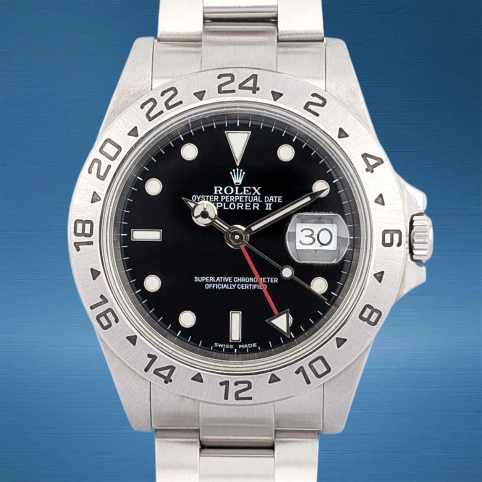 Rolex 16570 Explorer II Black Dial 40mm WxO & COA