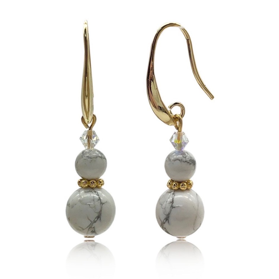Howlite Gemstones & Swarovski® Crystal Earrings