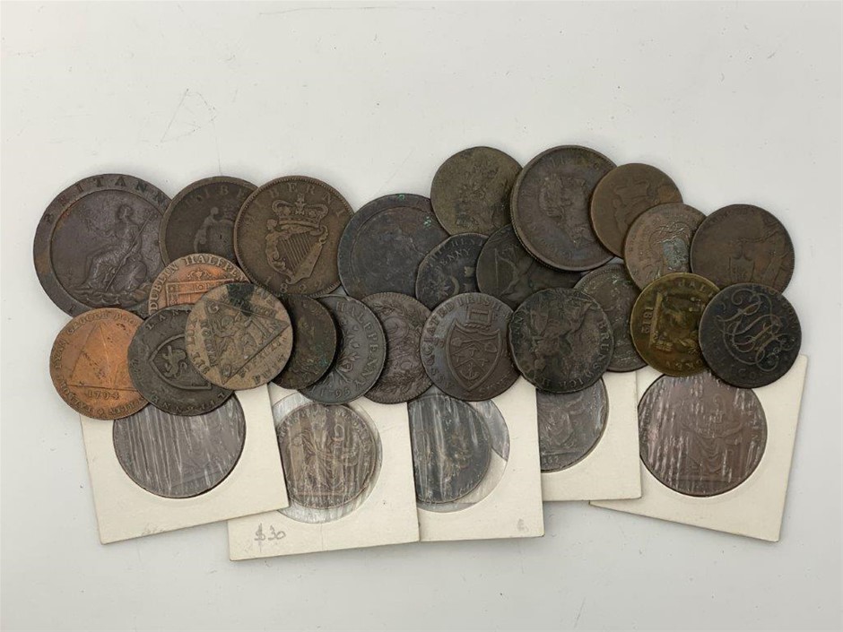 <b>Approx. 28 x Asstd Great Britain & Ireland Penny & Half Penny Tokens