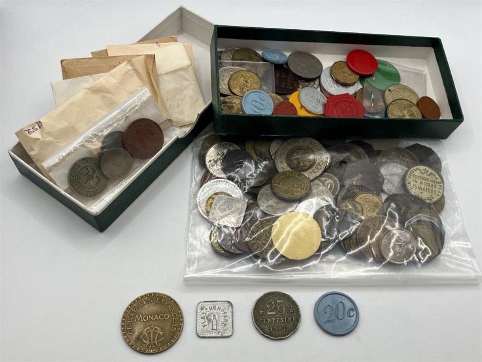 Approx. 180 x Assorted World Tokens, Checks and Commemorative Medals