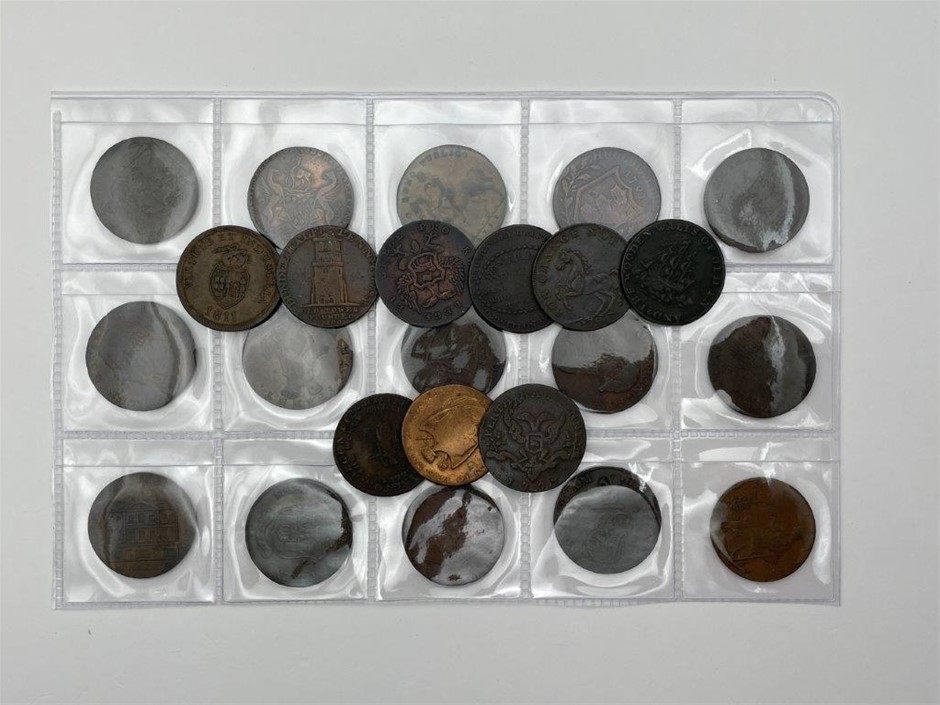 Approx. 24 x Asstd Great Britain Half Penny Tokens c. 1700s