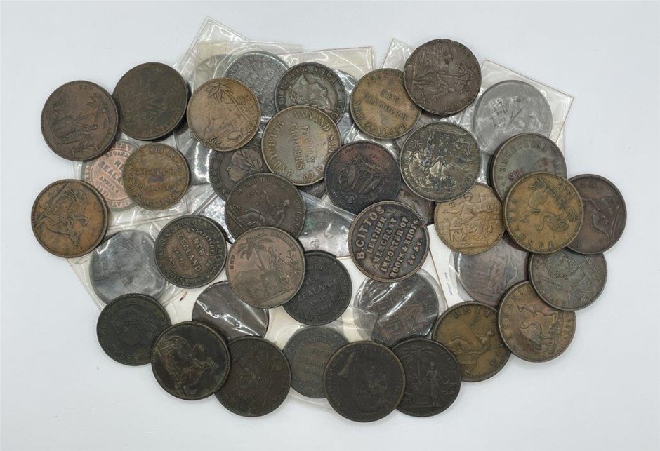Approx. 49 x Asstd AU & NZ Penny and Half Penny Tokens