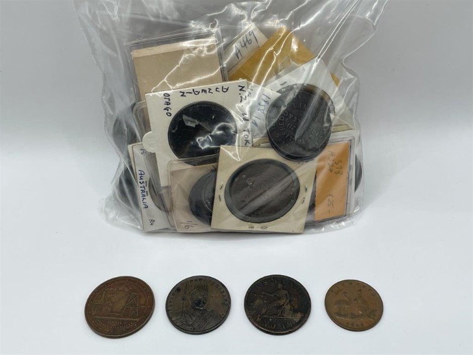 Approx. 65 x Asstd AU & NZ Half-penny and One Penny Tokens