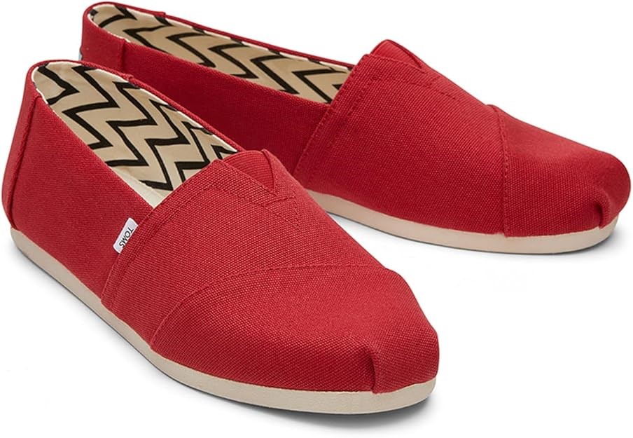 TOMS Men's Recycled Cotton Alpargata Loafer Flat, Red, 6.5 UK, Red, 7.5 US